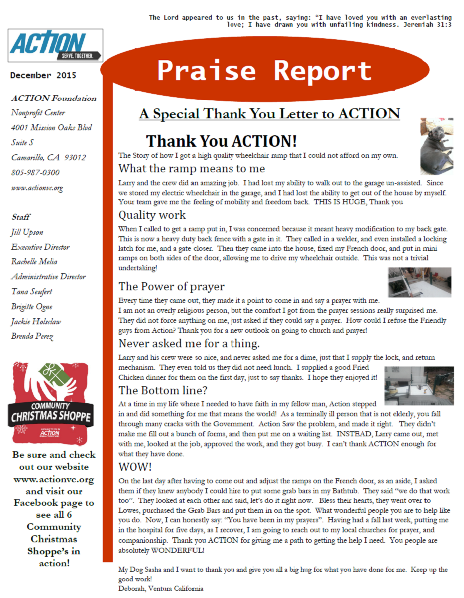 Dec 2015 Praise Report
